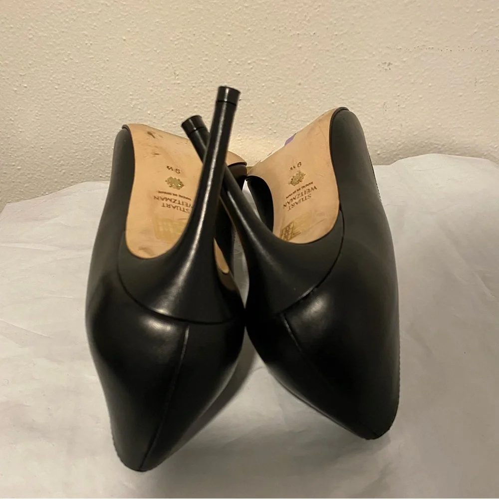 Stuart Weitzman Power 85 Pointed Toe Black Pumps Sz 9.5 AA - Picture 12 of 13